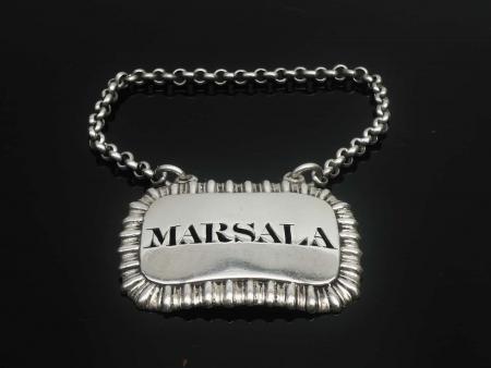 Marsala Silver Decanter label by Charles Rawlings & William Summers