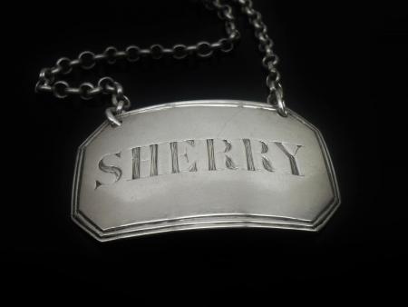 Silver SHERRY Decanter Label, Edinburgh c.1810, Robert Gray & Son