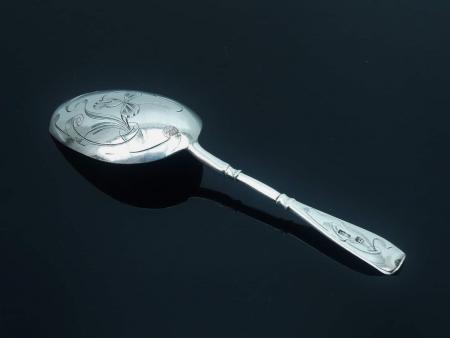 Russian Silver Caddy Spoon, Aesthetic, 84 Kokoshnik, c.1908