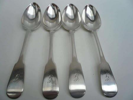 4 William IV Scottish Sterling Silver Serving Spoons 1830 Peter Aitken REF:32W