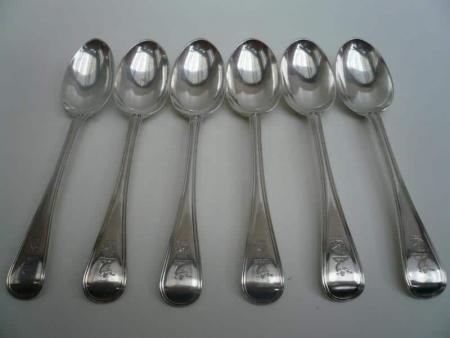 Set of 6 George Adams Victorian Silver Dessert Spoons 1869