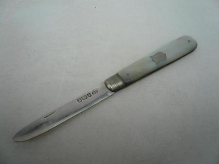 Sterling Silver & Mother of Pearl Fruit Knife Hallmarked 1909 Arthur Worral Staniforth REF:122R