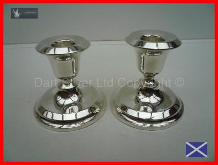 Pair of Sterling Silver Dwarf Candlesticks Hallmarked Birmingham AJ Pepper & Co Ltd REF:98S