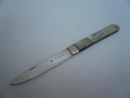 Sterling Silver & Mother of Pearl Folding Fruit Knife Hallmarked 1840 Atkin & Oxley REF:36F