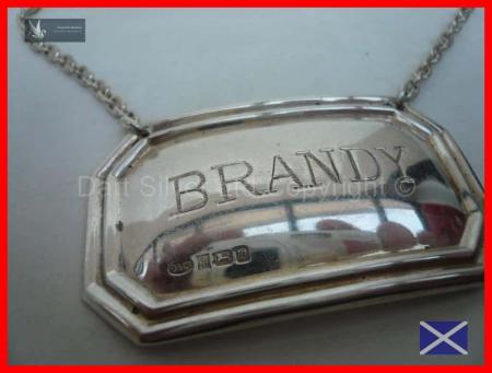Solid Sterling Silver BRANDY Decanter Label Hallmarked 1996 Broadway & Co REF:115I