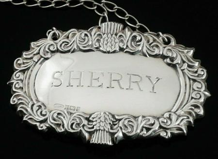 Silver SHERRY Decanter Label