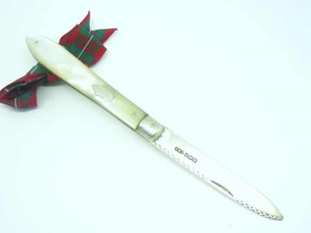 Silver & Mother of Pearl LARGE Fruit Knife Hallmarked 1922 REF:150K