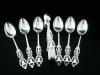 Antique Sterling Silver Teaspoons, Sugar Tongs, Cased, Scottish Thistles, Sheffield 1908