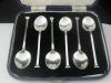 Sterling Silver Coffee Spoons, Set 6, Cased, Kemp Brothers, Birmingham, London 1933 & 1940