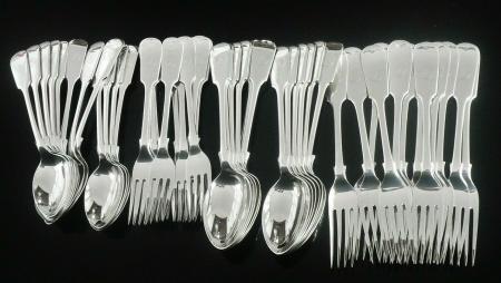 Sterling Silver Cutlery Set, 48 Piece for 12, Antique, Sheffield 1911, 3130g