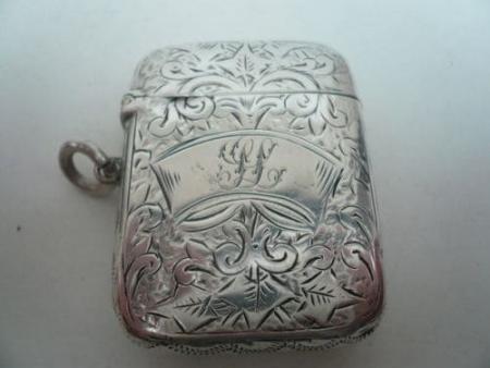 Victorian Silver Vesta Case Hallmarked 1895 3 Leaf Clover Decoration P&S REF:183C