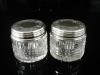 Pair Cut Glass Jars, Sterling, Silver Topped, Antique,William Neale, Hallmarked London 1867