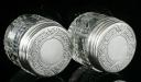 Pair Cut Glass Jars, Sterling, Silver Topped, Antique,William Neale, Hallmarked London 1867