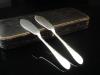 Sterling Silver Butter Knives, Pair, Cased, Antique, Hallmarked Sheffield 1913
