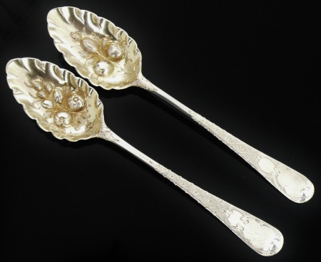 2 Sterling Silver Berry Spoons, William Bateman I 1822 + One Other