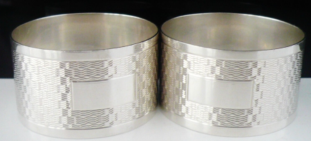 Pair Sterling Silver Napkin Rings, William Adams Ltd, Birmingham 1963