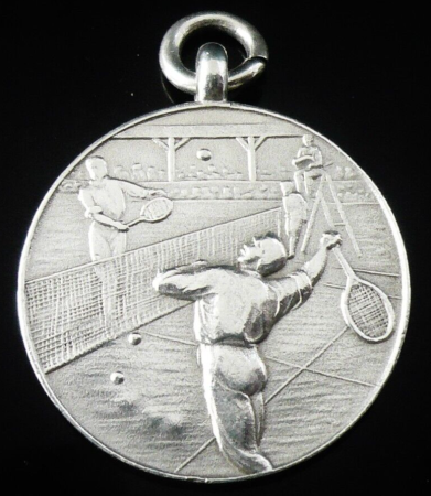 Sterling Silver Tennis Pocket Watch Fob Medal, Bendall Brothers 1933-34