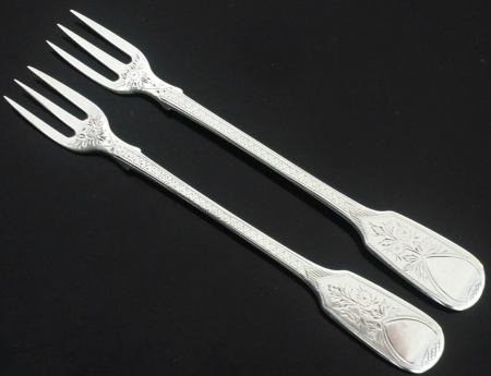 Pair Sterling Silver Antique Pickle Forks, Thomas Wallis II, London 1835