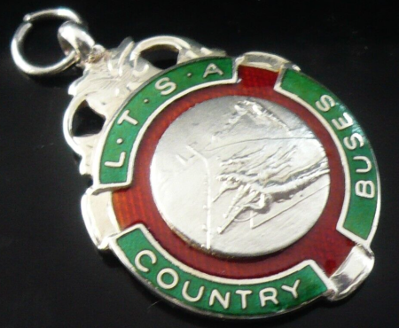 Sterling Silver Enamel Pocket Watch Fob Medal L.T.S.A Country Buses Shooting