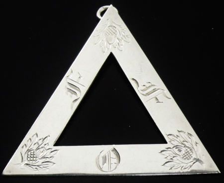 Sterling Silver Triangular Masonic Jewel Item, London 1930, Louis Simpson & Co