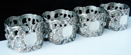 4 Solid Silver Napkin Rings by Albert Bodemer of Germany c.1960
